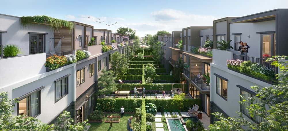 Sân vườn sau nhìn từ trên cao